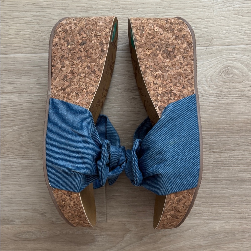 Blowfish Malibu - Cork Wedge Bow Tie Denim Heel - Picture 2 of 4